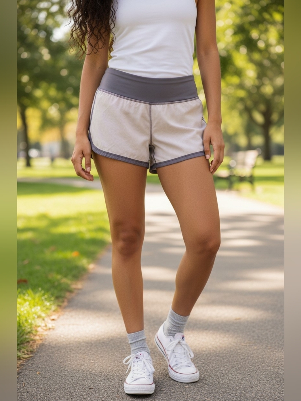 lululemon athletica Gray & White Run Times Shorts Size 8